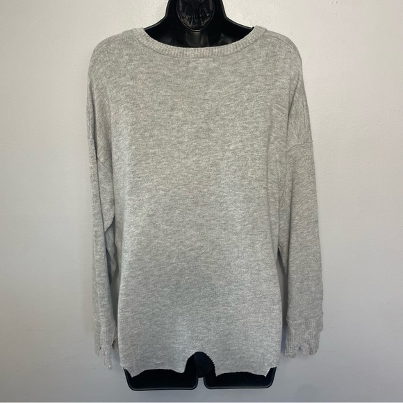 LNA Brushed Bitten Sweater | Gray Longsleeve V Neck Top Medium - Picture 7 of 11